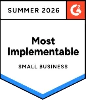 G2 Most Implementable badge – Financial Close, Small Business, Summer 2026